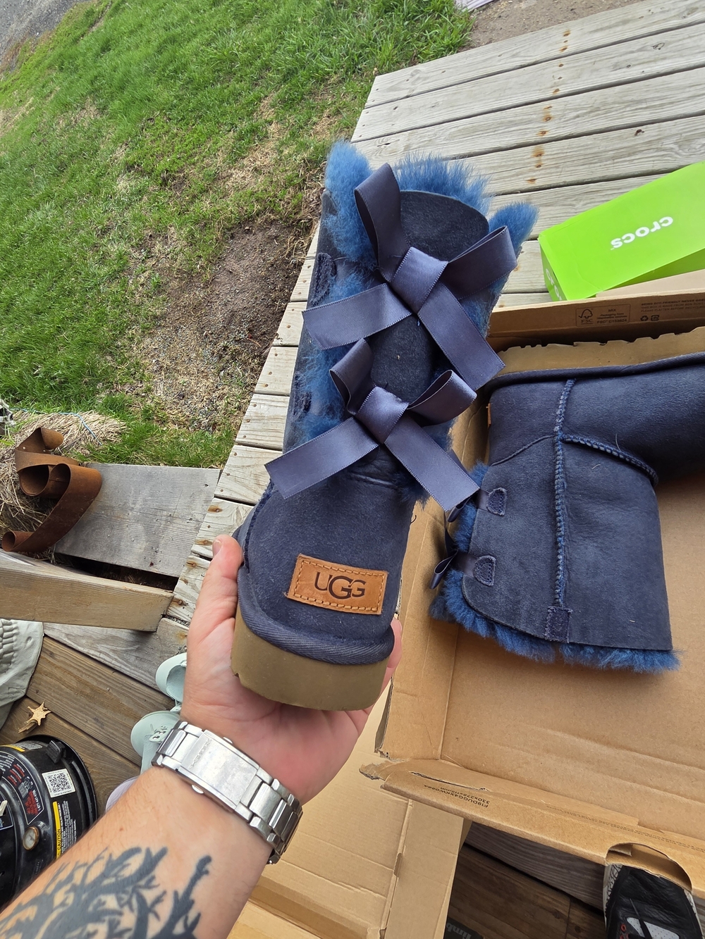 UGG Bailey Bow II Dark Denim NIB